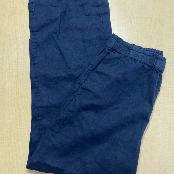 J Crew Soleil Dark Navy Blue Linen Pants Size Small - Picture 4 of 8